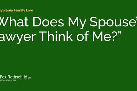 “What Does My Spouse’s Lawyer Think of Me?”